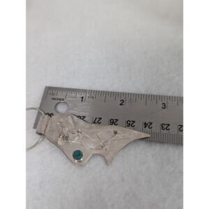 Sterling silver + Turq Abstract Pendant 2 1/2"x 1 1/4"+ Snake SP chain 19"Signed